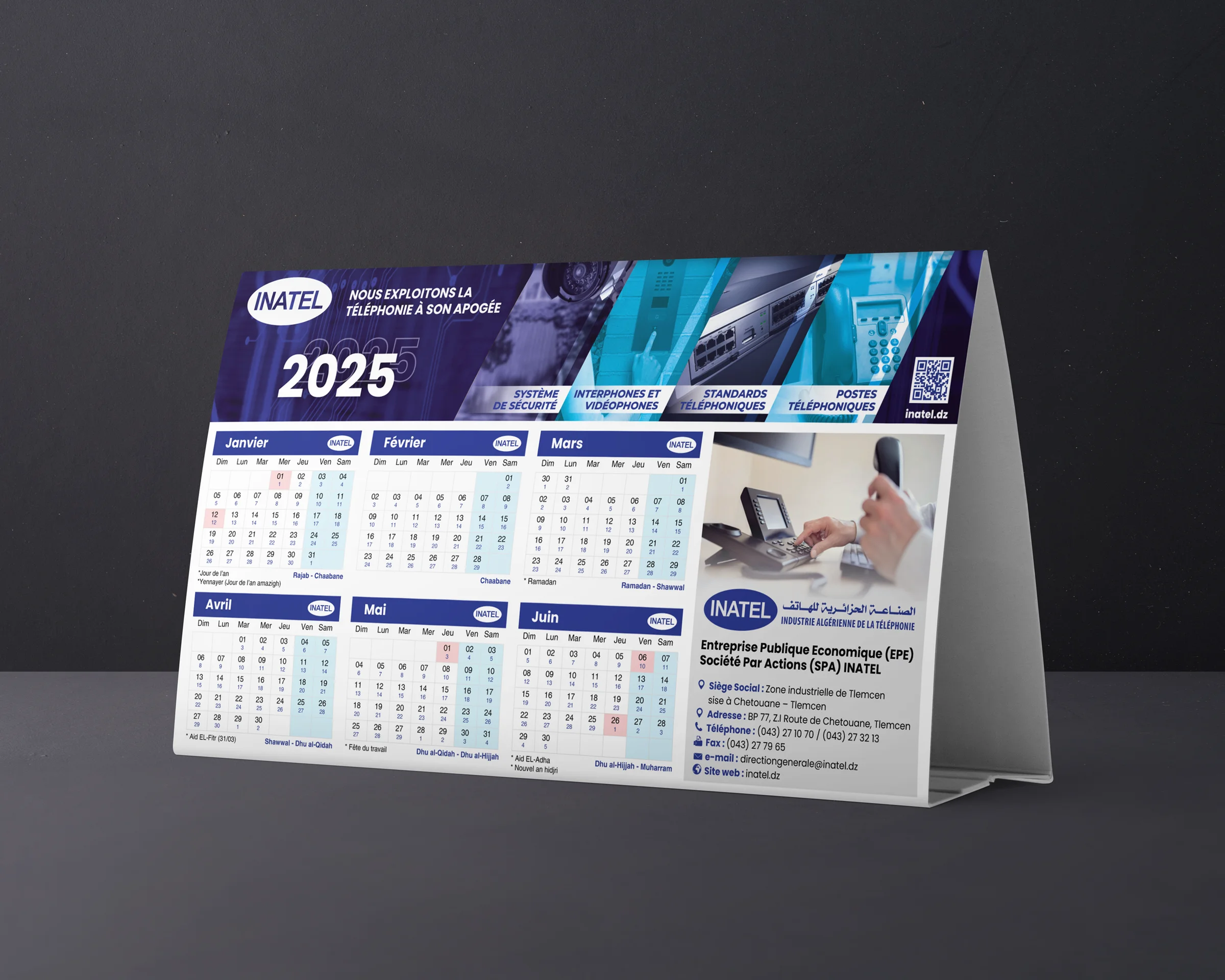 Conception & Impression de calendriers Chevalets - INATEL SPA — 1